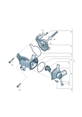 Thermostat Assembly 079121115BB Compatible with AUDI A5 (8T3) | A5 / S5 A8 D4 (4H2, 4H8, 4HC, 4HL) | A8 / S8 | A8L